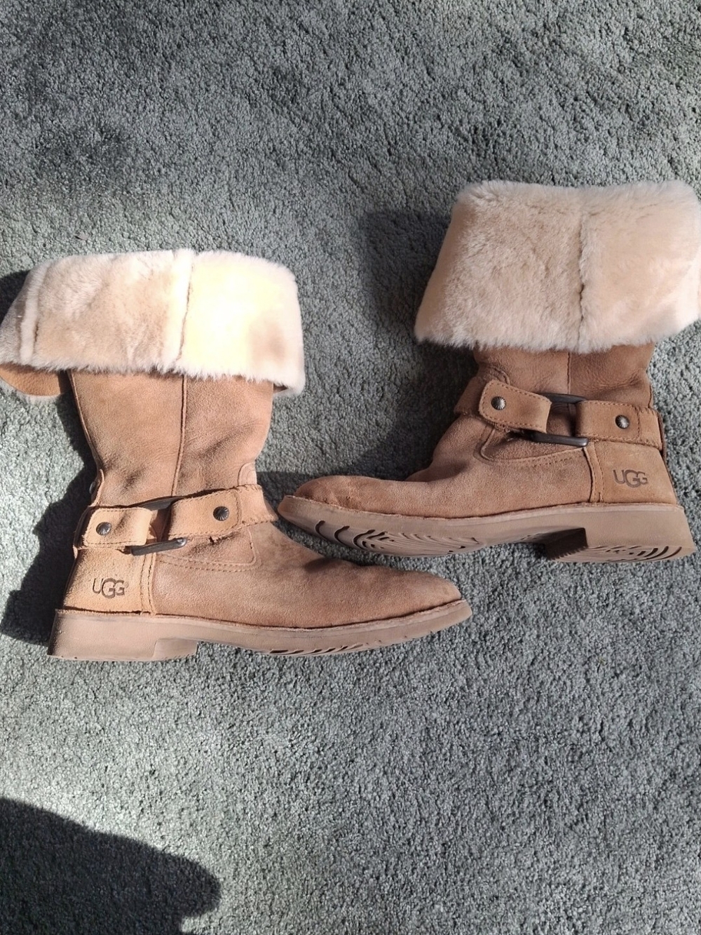 UGG Women's Chestnut Suede Shearling Cuff Boots